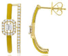 .54CT DIAMOND & YELLOW ENAMEL 14KT YELLOW GOLD ROUND & BAGUETTE OCTAGON EARRINGS