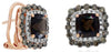3.72CT WHITE & CHOCOLATE FANCY DIAMOND & AAA SMOKY TOPAZ 14KT ROSE GOLD EARRINGS