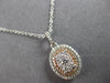 ESTATE .37CT DIAMOND 14KT 2 TONE GOLD CLUSTER OVAL DOUBLE HALO FLOATING PENDANT
