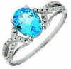 ESTATE 1.59CT DIAMOND & AAA BLUE TOPAZ 14KT WHITE GOLD 3D OVAL INFINITY FUN RING