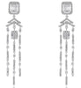 LARGE 1.56CT DIAMOND 14K WHITE GOLD ROUND & BAGUETTE CHANDELIER HANGING EARRINGS