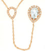 .85CT DIAMOND & AAA AQUAMARINE 14KT ROSE GOLD PEAR SHAPE & ROUND LARIAT NECKLACE