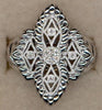 ESTATE WIDE .05CT DIAMOND 14KT WHITE GOLD 3D ROUND FLOWER MULTI LEAF FUN RING
