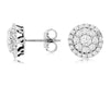 ESTATE .93CT DIAMOND 14KT WHITE GOLD CLASSIC FLOWER HALO FILIGREE STUD EARRINGS