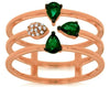 0.48CT DIAMOND & AAA EMERALD 14KT ROSE GOLD 3D PEAR SHAPE & ROUND FLOWER FUN RING