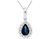 .66CT DIAMOND & AAA SAPPHIRE 14KT WHITE GOLD PEAR SHAPE SEMI BEZEL HALO PENDANT