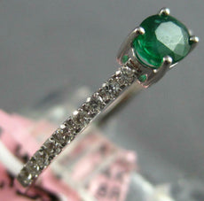 .46CT DIAMOND & AAA EMERALD 14KT WHITE GOLD 3D OVAL & ROUND FRIENDSHIP LOVE RING