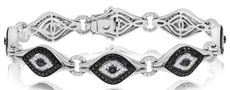 2.60CT WHITE & BLACK DIAMOND 14KT WHITE GOLD 3D MULTI EVIL EYE CIRCULAR BRACELET