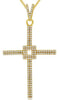 ESTATE .47CT DIAMOND 14K YELLOW GOLD CLASSIC 2 ROW SQUARE CROSS FLOATING PENDANT