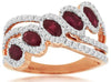 2.13CT DIAMOND & AAA RUBY 14KT ROSE GOLD 3D OVAL 5 STONE HALO INFINITY LOVE RING