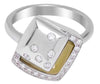 ESTATE 1.29CT DIAMOND & AAA LEMON QUARTZ 18KT WHITE GOLD SQUARE ETOILE FUN RING