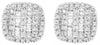 .33CT DIAMOND 14K WHITE GOLD 3D ROUND & BAGUETTE MULTI ROW CLUSTER STUD EARRINGS