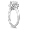 1.25CT DIAMOND 14KT WHITE GOLD ROUND SOLITAIRE FLOWER SEMI BEZEL ENGAGEMENT RING