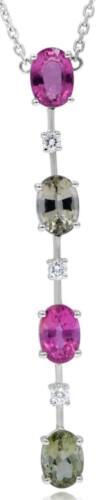 3.88CT DIAMOND & AAA PINK & GREEN TOURMALINE 14K WHITE GOLD BY THE YARD NECKLACE