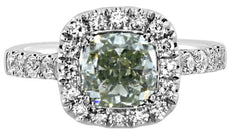 CERTIFIED 2.72CT WHITE & FANCY GREYISH YELLOW GREEN DIAMOND 18KT WHITE GOLD RING