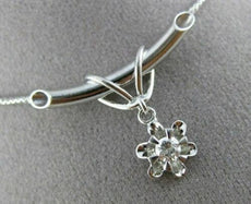 ESTATE .10CT DIAMOND PLATINUM SOLITAIRE DROP FLOWER NECKLACE BEAUTIFUL!! #9487