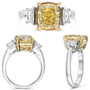 4.33CT WHITE & FANCY YELLOW DIAMOND 18KT YELLOW GOLD & PLATINUM 3D 3 STONE RING