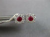 ESTATE .90CT DIAMOND & AAA RUBY 18KT WHITE GOLD 3D ROUND FLOWER STUD EARRINGS