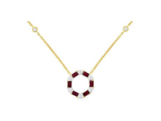 1.2CT DIAMOND & AAA RUBY 14KT YELLOW GOLD 3D CIRCLE OF LIFE BY THE YARD NECKLACE