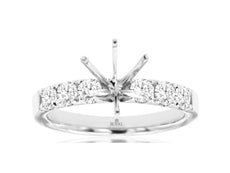.65CT DIAMOND 14KT WHITE GOLD CLASSIC 7 STONE 6 PRONG SEMI MOUNT ENGAGEMENT RING
