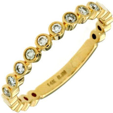 ESTATE .17CT DIAMOND 14KT YELLOW GOLD 3D ROUND CLASSIC BEZEL ANNIVERSARY RING