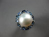 14.80CT AAA MULTI COLOR BLUE SAPPHIRE & AAA SOUTH SEA PEARL 18KT WHITE GOLD RING