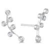 ESTATE .25CT DIAMOND 14KT WHITE GOLD 3D MULTI LEAF BEZEL EAR CLIMBER EARRINGS