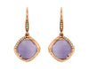 13.74CT DIAMOND & AAA AMETHYST 14KT ROSE GOLD CUSHION DIAGONAL HANGING EARRINGS