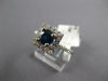 1.04CT DIAMOND & AAA SAPPHIRE 14KT WHITE GOLD 3D ROUND SQUARE HALO PROMISE RING