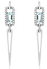 .69CT DIAMOND & AAA AQUAMARINE 14KT WHITE GOLD ROUND & BAGUETTE HANGING EARRINGS