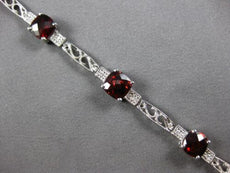 7.67CT DIAMOND & AAA GARNET 14KT WHITE GOLD 3D CUSHION & ROUND TENNIS BRACELET