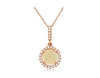ESTATE .61CT DIAMOND & AAA OPAL 14KT ROSE GOLD 3D ROUND HALO FLOATING PENDANT