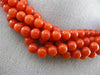 ESTATE LARGE AAA NATURAL CORAL 14KT YELLOW GOLD MULTI STRAND BEAD NECKLACE 25638