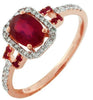 1.47CT DIAMOND & AAA RUBY 14KT WHITE & ROSE GOLD OVAL SQUARE HALO OCTAGON RING