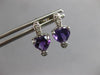1.29CT DIAMOND & AAA AMETHYST 14KT WHITE GOLD HEART SHAPE LOVE HANGING EARRINGS