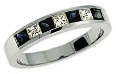 .78CT DIAMOND & AAA SAPPHIRE 14K WHITE GOLD 3D CLASSIC PRINCESS CHANNEL FUN RING
