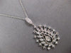 ESTATE LARGE .67CT DIAMOND 14KT WHITE GOLD 3D FLOWER TEAR DROP FLOATING PENDANT