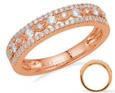 .35CT DIAMOND 14KT ROSE GOLD 3D 3 ROW ROUND & MARQUISE SHAPE ANNIVERSARY RING