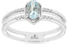 .46CT DIAMOND & AAA AQUAMARINE OVAL & ROUND 14K WHITE GOLD DOUBLE BAND LOVE RING