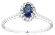 .32CT DIAMOND & AAA TANZANITE 14K WHITE GOLD OVAL & ROUND FLOWER FRIENDSHIP RING