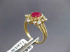 WIDE 1.50CT DIAMOND & AAA RUBY 18KT YELLOW GOLD 3D OVAL & ROUND FLOWER FUN RING