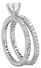 1.36CT DIAMOND 18K WHITE GOLD ROUND 4 PRONG ETERNITY ENGAGEMENT WEDDING RING SET