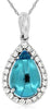 1.89CT DIAMOND & AAA CABOCHON BLUE TOPAZ 14KT WHITE GOLD PEAR SHAPE HALO PENDANT