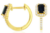 .96CT DIAMOND & AAA SAPPHIRE 14KT YELLOW GOLD BAGUETTE HUGGIE HANGING EARRINGS