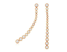 LONG 1.0CT DIAMOND 14KT ROSE GOLD 3D BEZEL GRADUATING JOURNEY HANGING EARRINGS