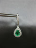 1.88CT DIAMOND & AAA EMERALD 14KT WHITE GOLD PEAR SHAPE & ROUND HANGING EARRINGS
