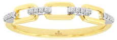 ESTATE .05CT DIAMOND 14KT WHITE AND YELLOW GOLD 3D MULTI BAR LINK FUN RING