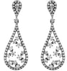 ESTATE .93CT DIAMOND 14KT WHITE GOLD MULTI FLOWER TEAR DROP FUN HANGING EARRINGS
