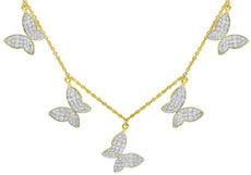 1.25CT DIAMOND 14KT YELLOW GOLD 3D CLASSIC BUTTERFLY BY THE YARD LOVE NECKLACE
