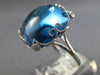 EXTRA LARGE 18.06CT DIAMOND & AAA BLUE TOPAZ 14K WHITE GOLD SQUARE CABOCHON RING